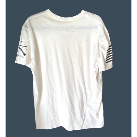 Grunt Style Mens White Short Sleeve T-Shirt With Patriotic Flag Design Size L - Picture 2 of 6
